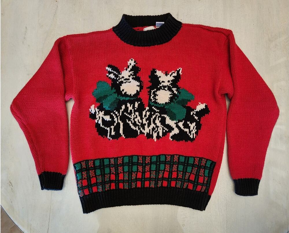 VTG Hasting & Smith Dog Christmas Holiday Sweater SZ Medium Festive